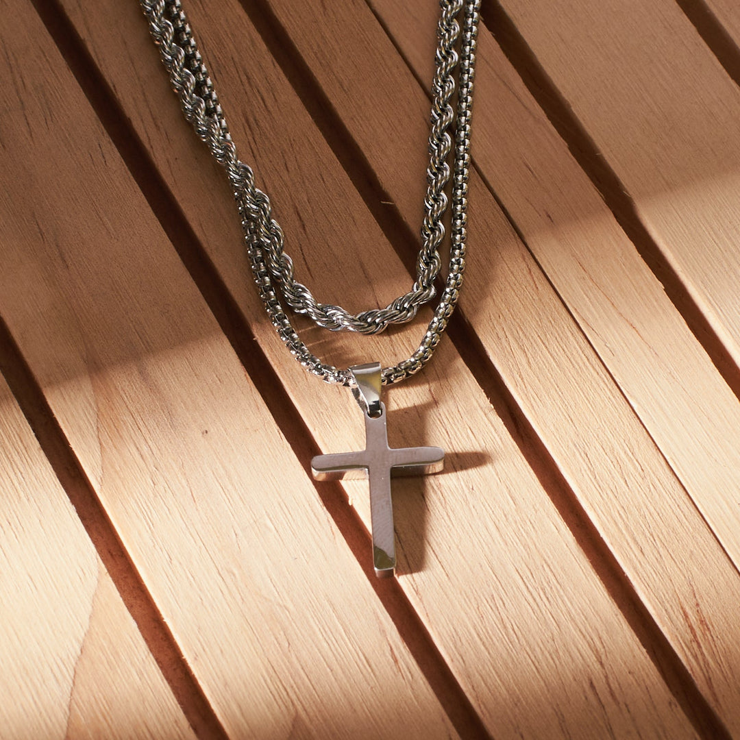 Dual Chic Silver Cross Chain | Salty