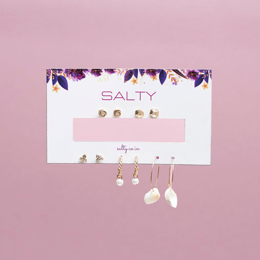 Set Of 5 Celestial Gold Earrings Salty