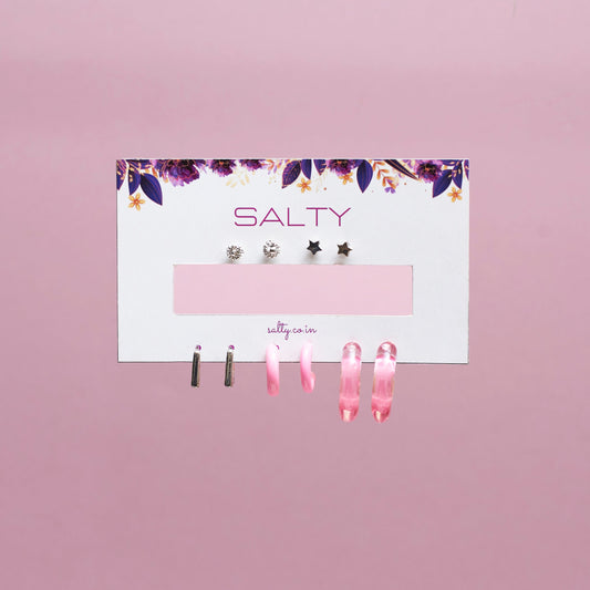 Set Of 5 Luminous Rose Earrings Set Salty