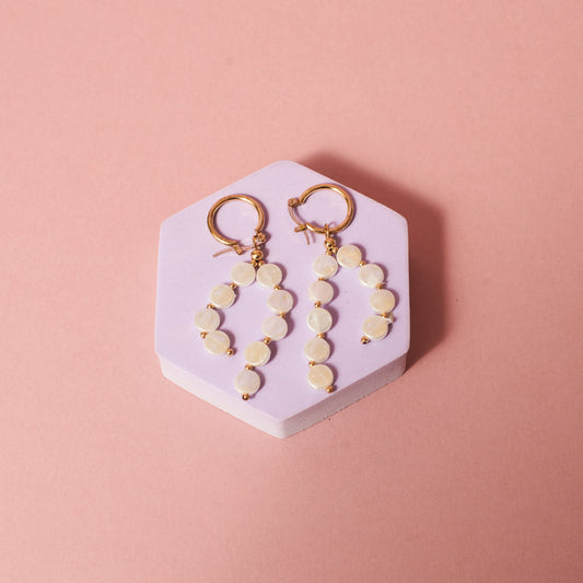 Pretty Pearl Tassel Huggie Earrings Salty