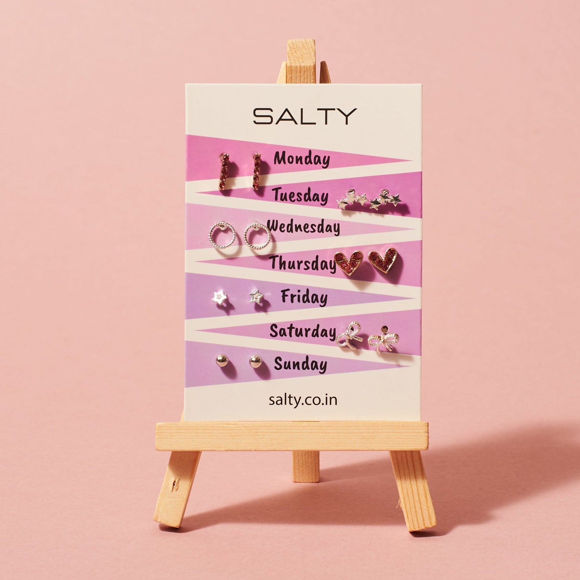 "Glam"  Weekly 7 Stud Earrings Set Salty