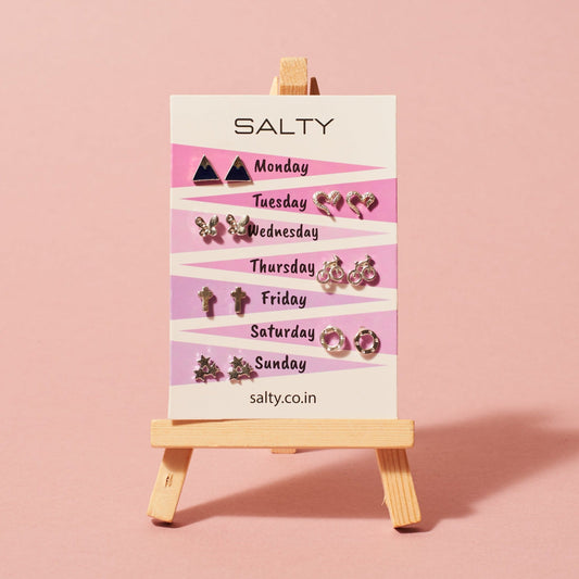"Hills" Weekly 7 Stud Earrings Set Salty