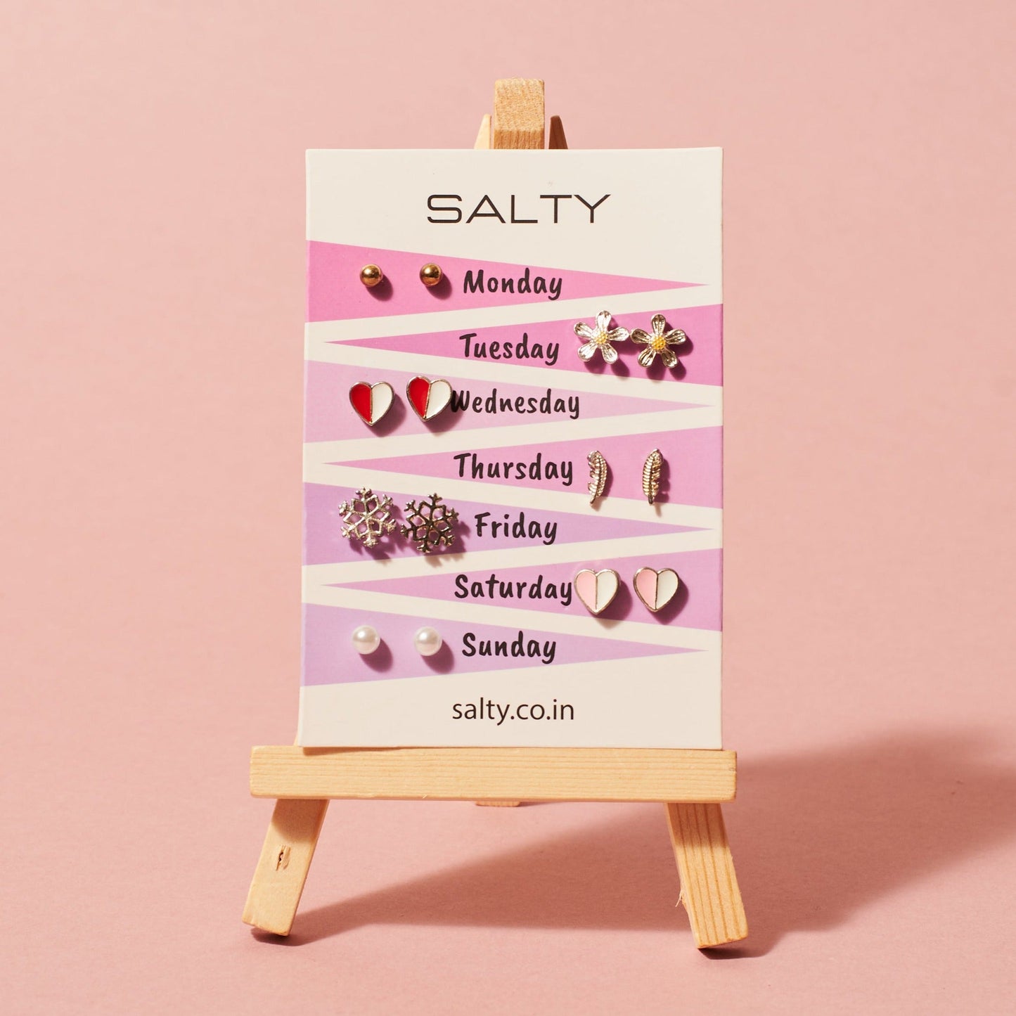 "Enchanted" Weekly 7 Stud Earrings Set Salty