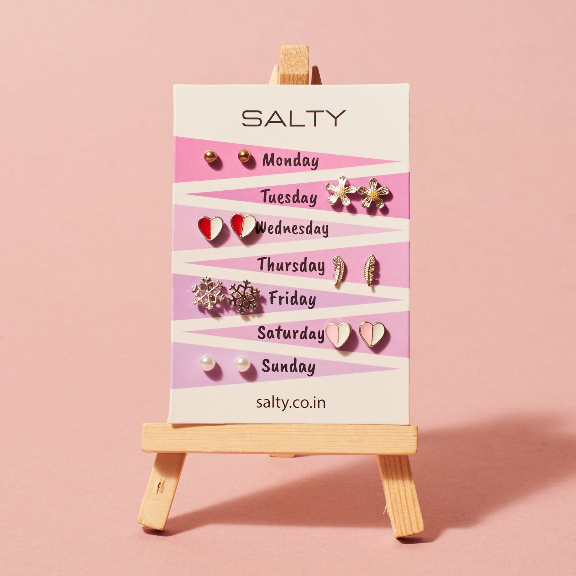 "Enchanted" Weekly 7 Stud Earrings Set Salty