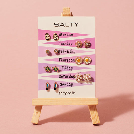 "Nature" Weekly 7 Stud Earrings Set Salty