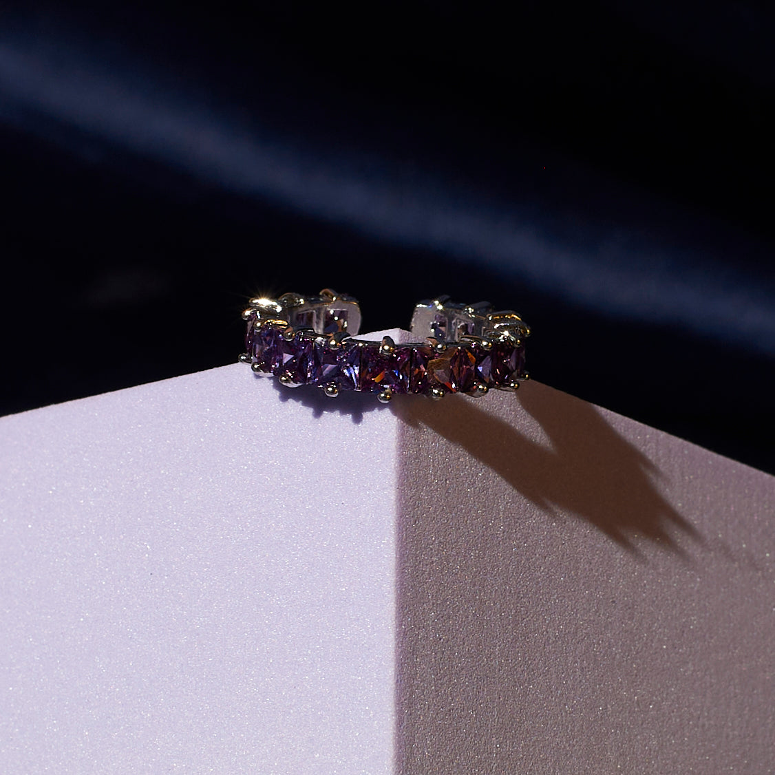 Lavender square series gold tennis ring Salty
