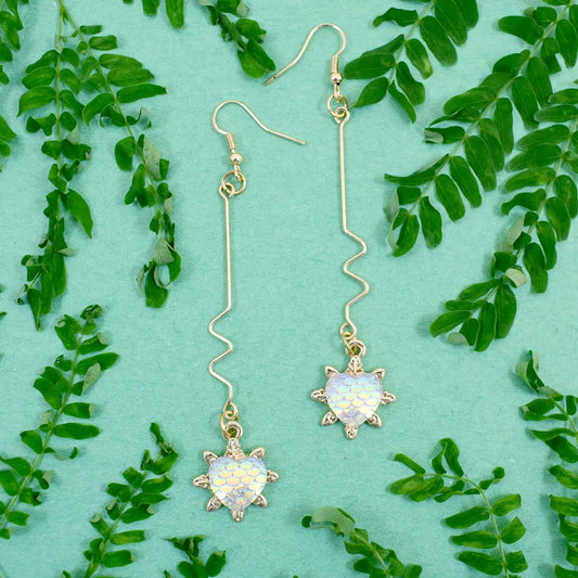 Scaled Heart Multicolour Long Drop Earrings