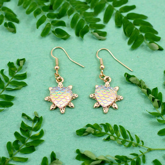 Scaled Heart Multicolour Short Drop Earrings
