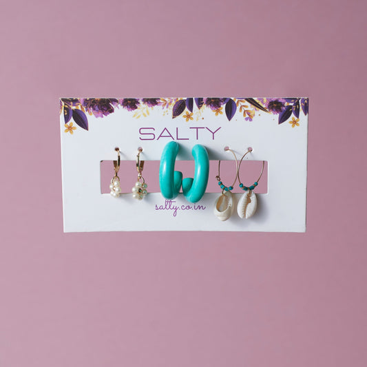 Set Of 3 Mermaid's Muse Earring Set Salty