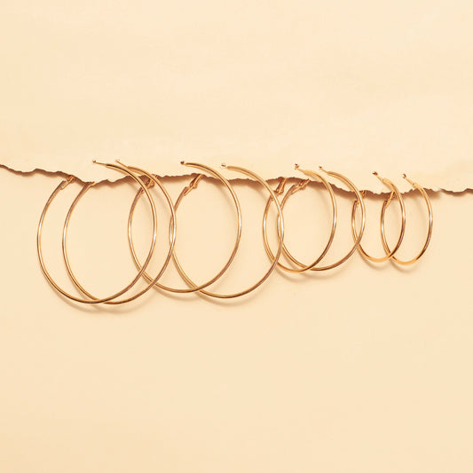 Set Of 4 Casual Golden Hoops Salty