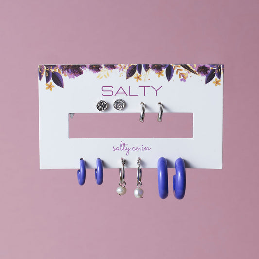 Set Of 5 Blue Bliss Shell Earrings Set Salty
