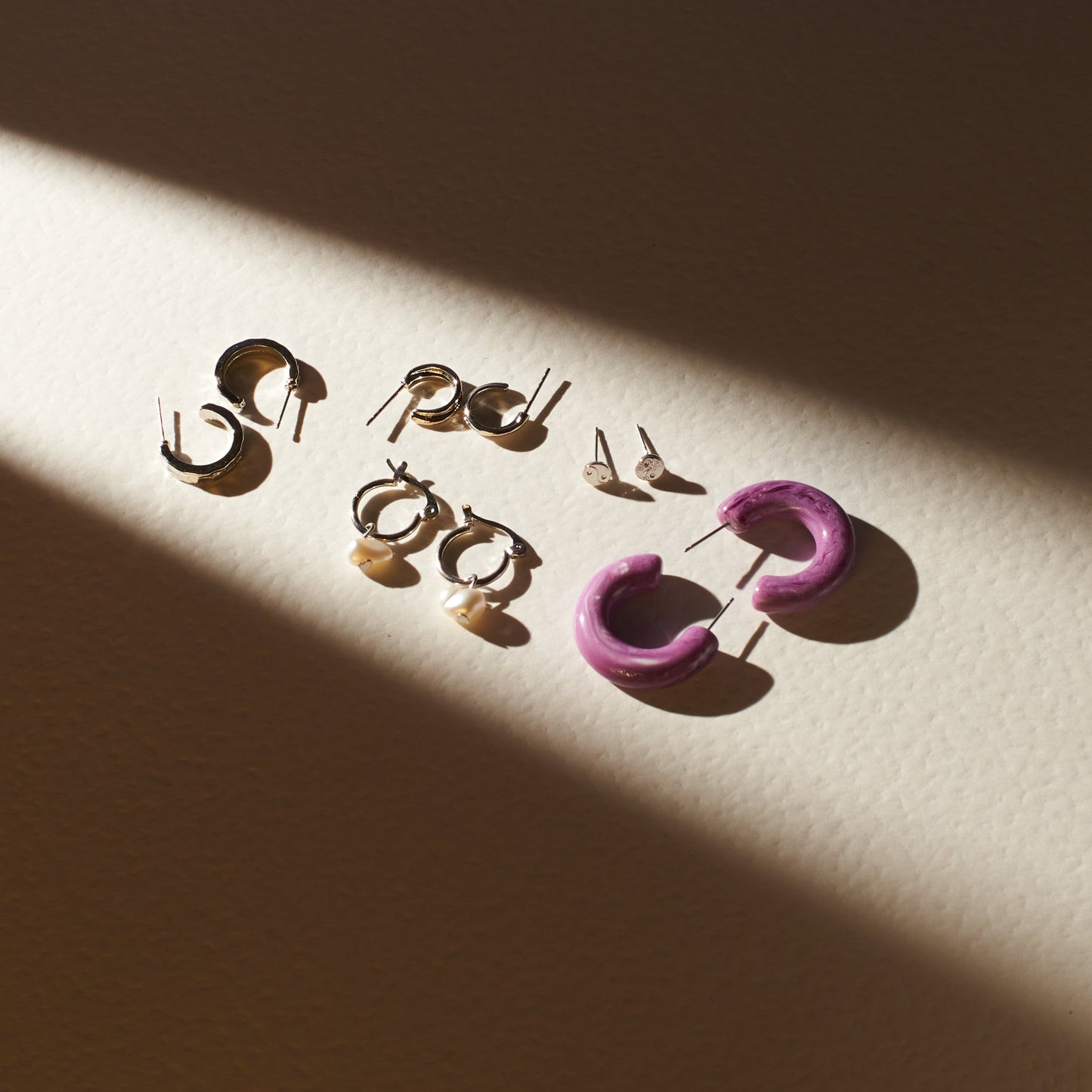 Set Of 5 Lavender Luxe Silver Earrings Salty