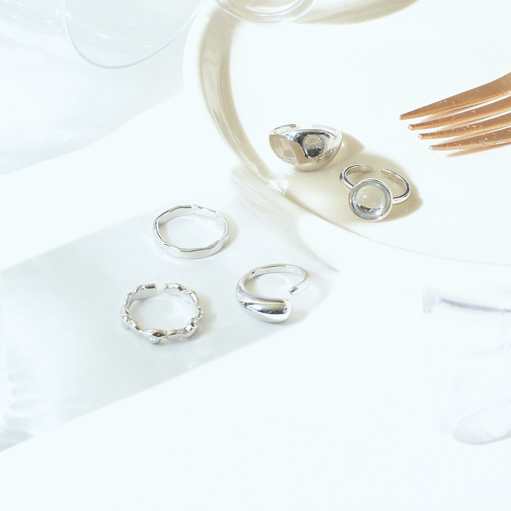 Set Of 5 Silver Sage Rings | Salty