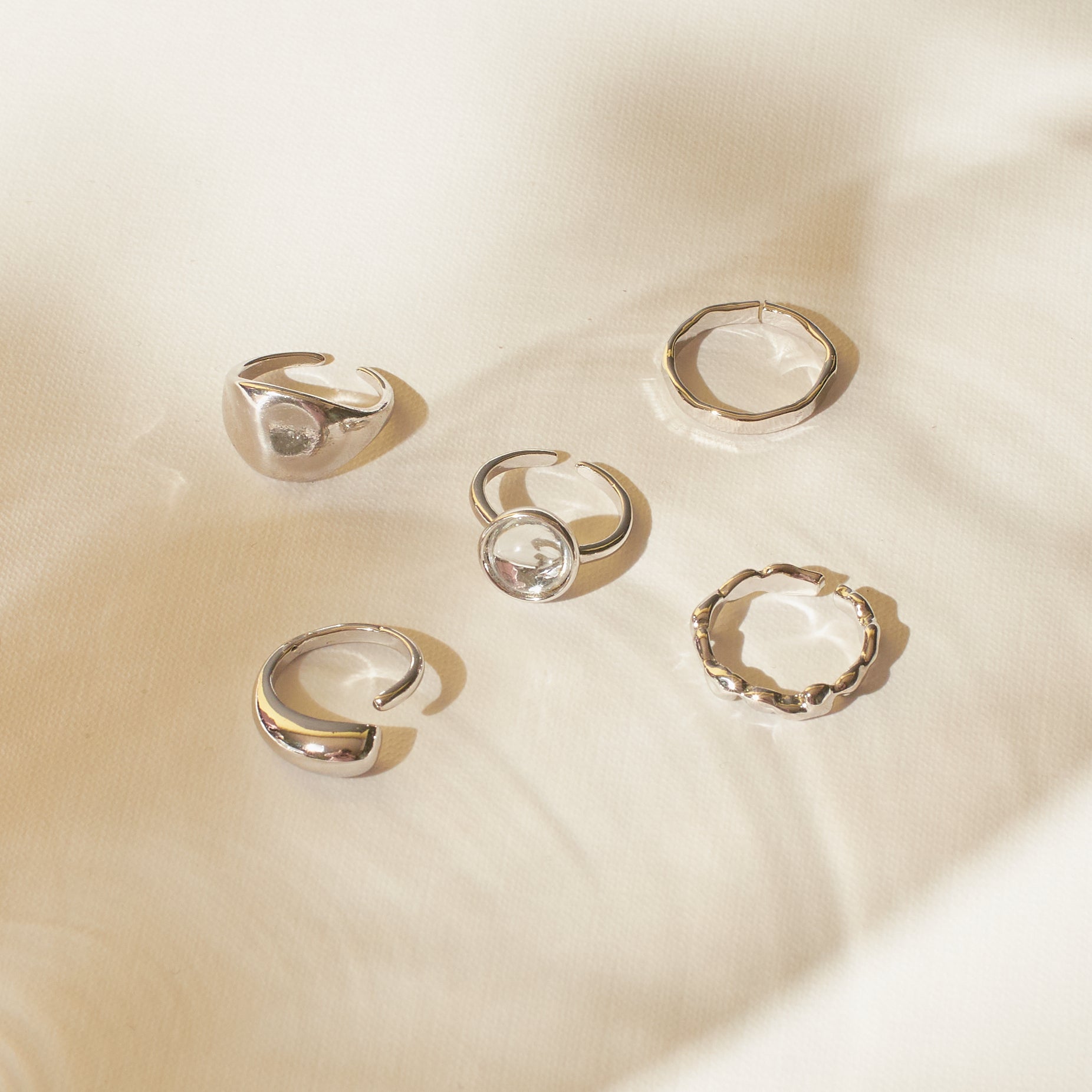 Set Of 5 Silver Sage Rings | Salty