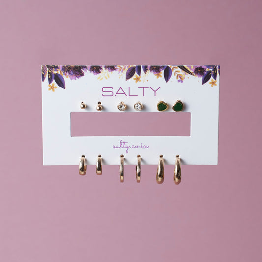 Set Of 6 Subtle Huggies Earring Set Salty