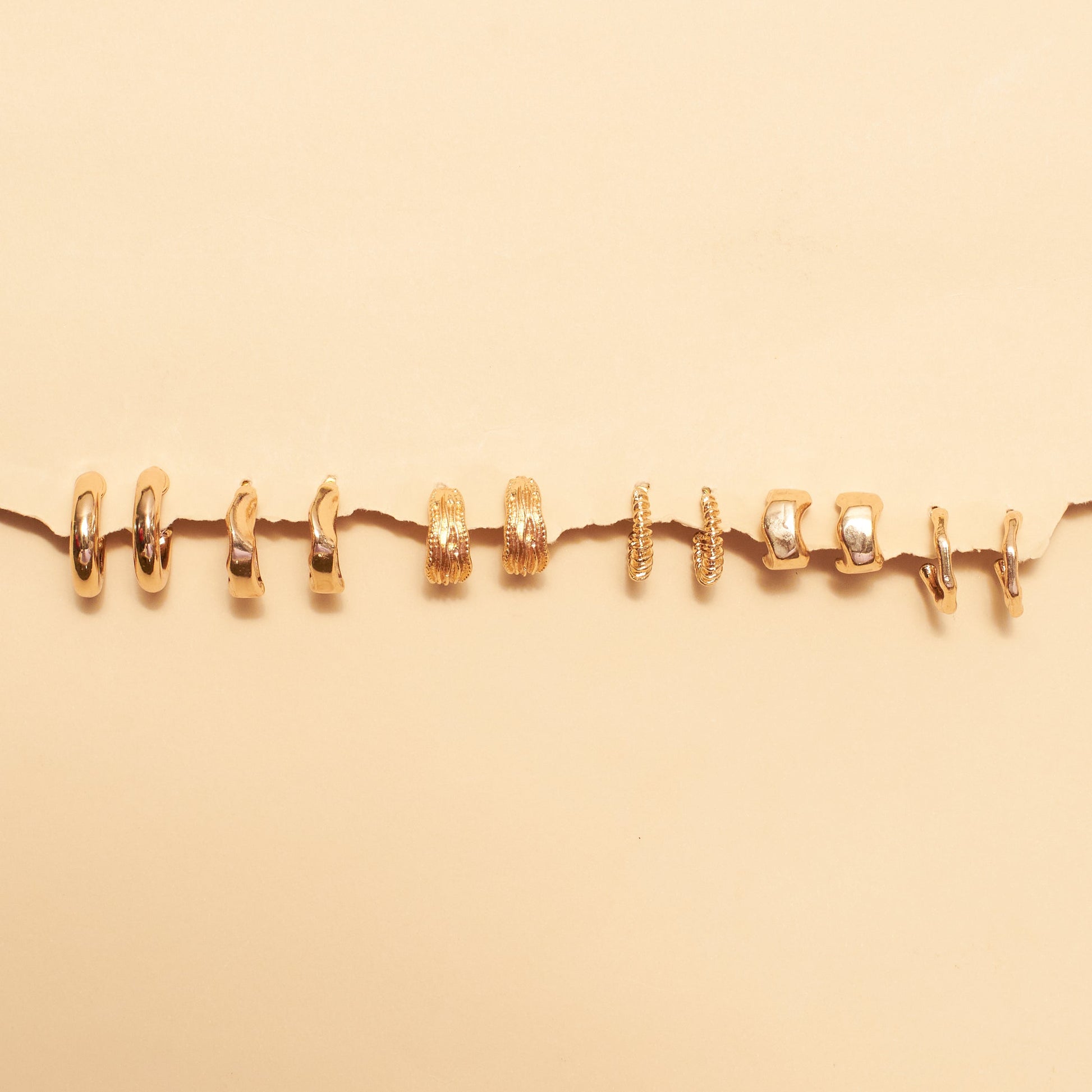 Set Of 6 Sun-Kissed Golden Hoops Salty