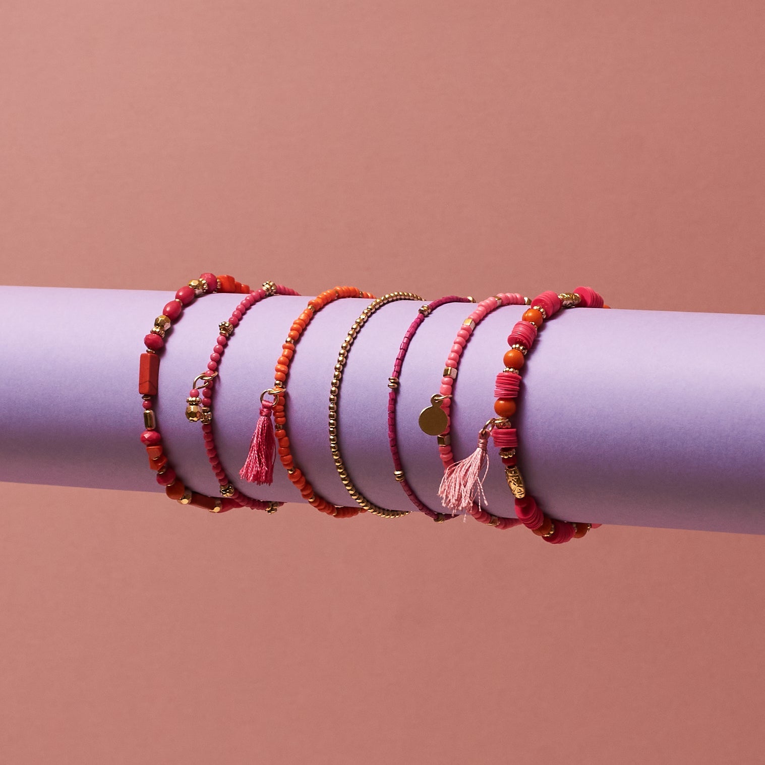 Set Of 7 Bohemian Bead Bliss Bands Salty