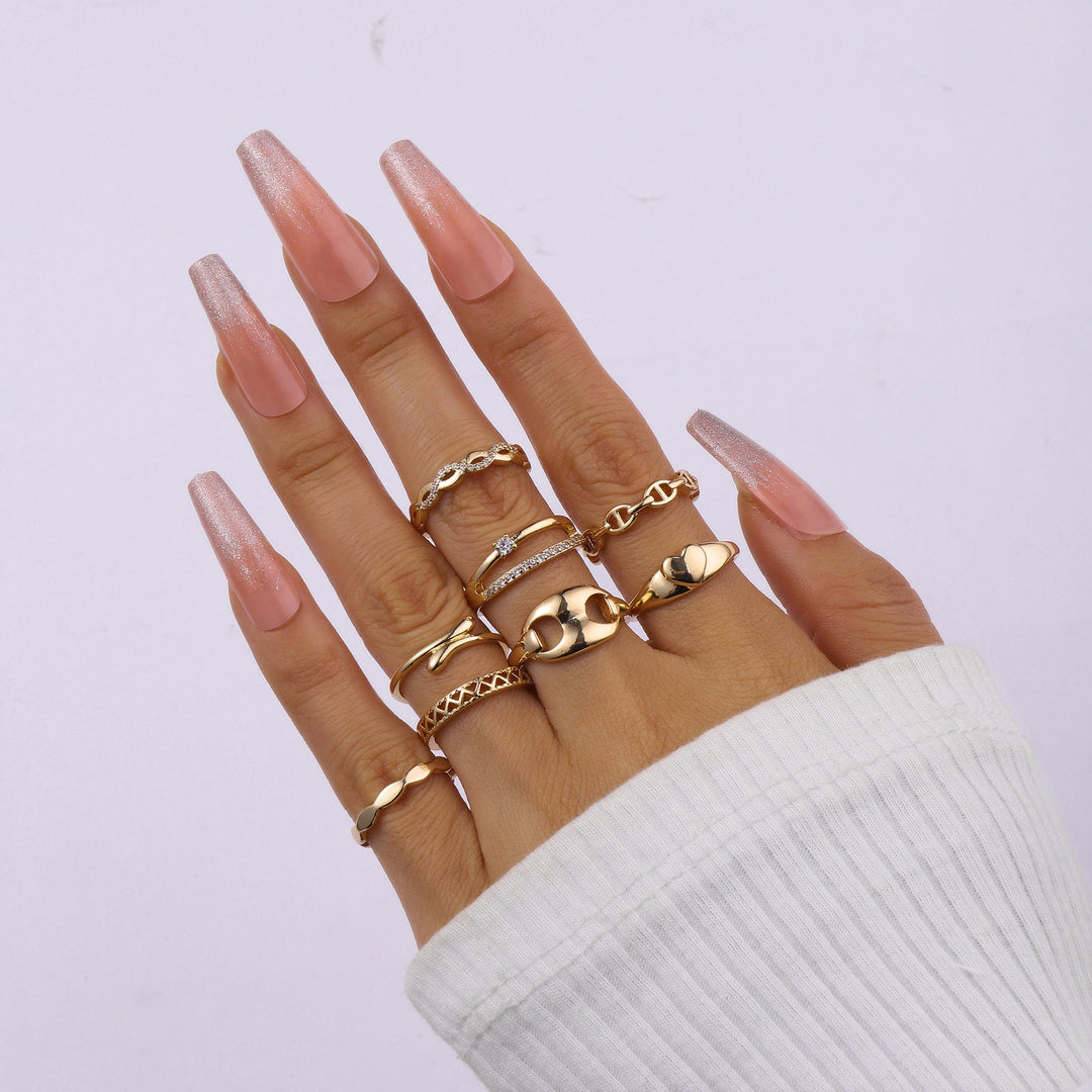 Set Of 8 Linked Eternity Rings | Salty