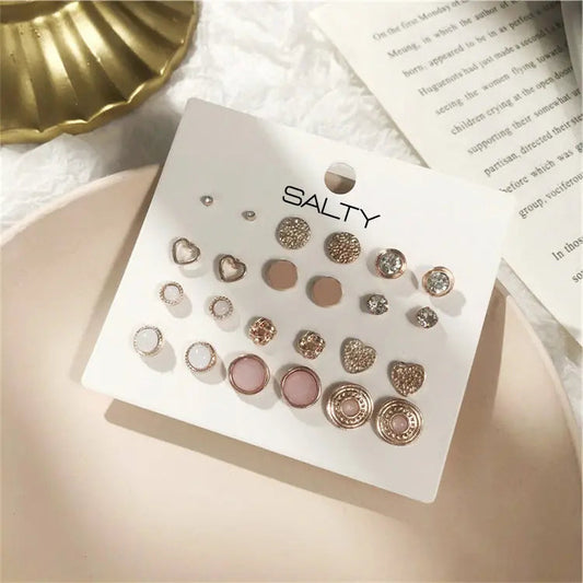 Set of 12 Bombshell Pink Everyday Minimalist Stud Earrings