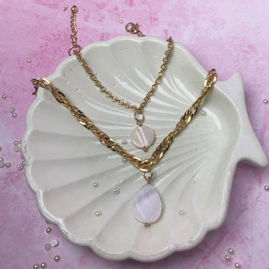 Set of 2 Sun-Kissed Shells Tassel Bracelet Salty