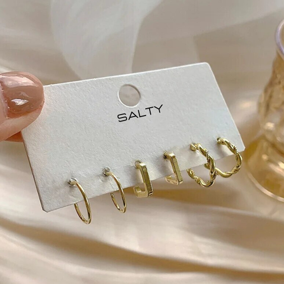 Set of 3 Simplicity Golden Hoops Salty
