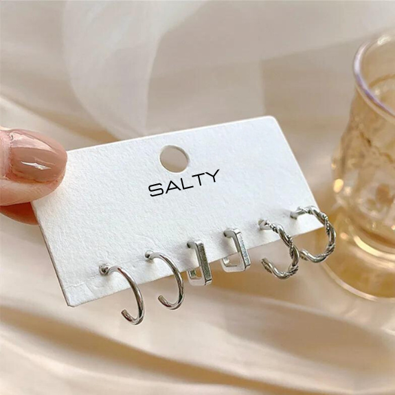Set of 3 Simplicity Silver Hoops Salty