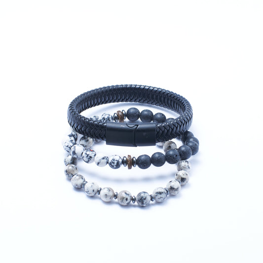Set of 3 Volcanic Healing Stone Bracelets | Salty