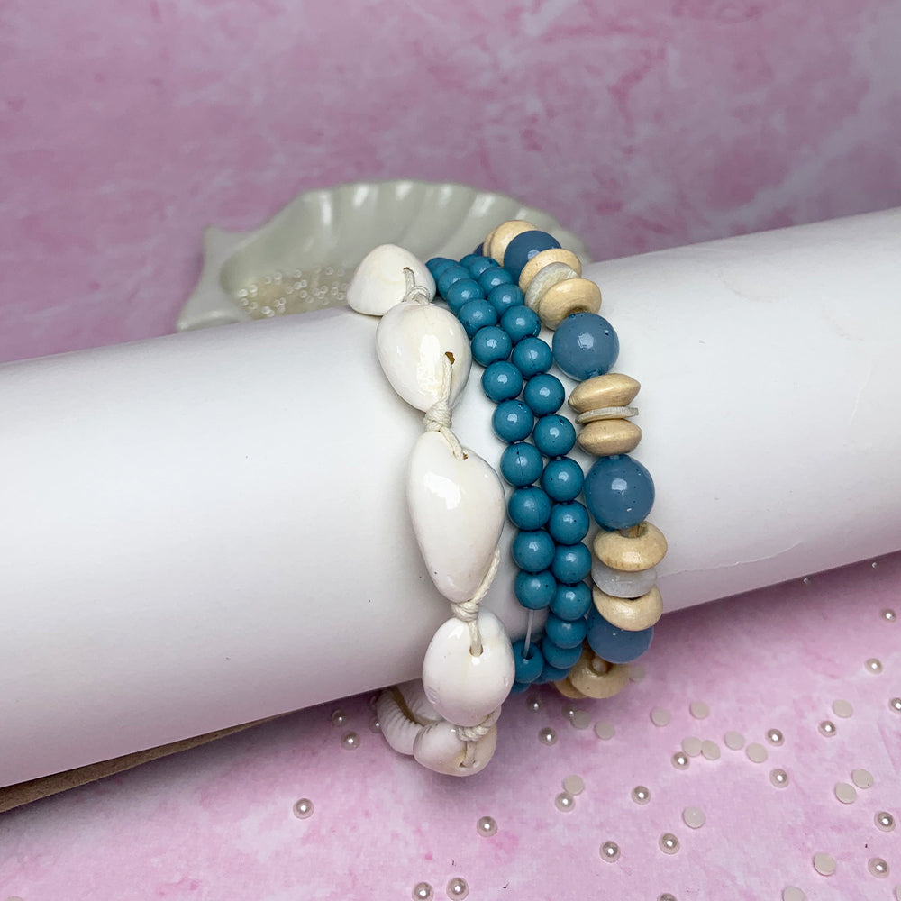 Set of 4 Ocean Breeze Beaded Bracelet Salty