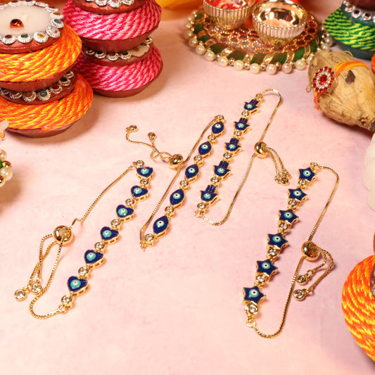 Set of 4 Turkish Blue Evil Eye Rakhi For Sisters Salty