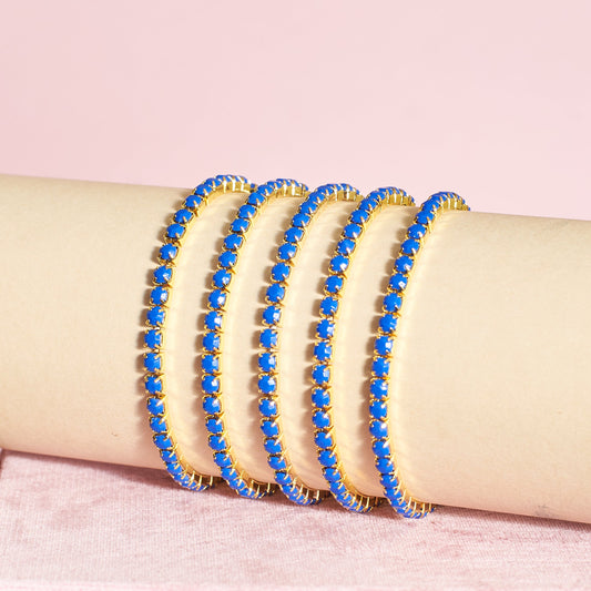 Set of 5 Blue Zircon Stackable Bands Salty