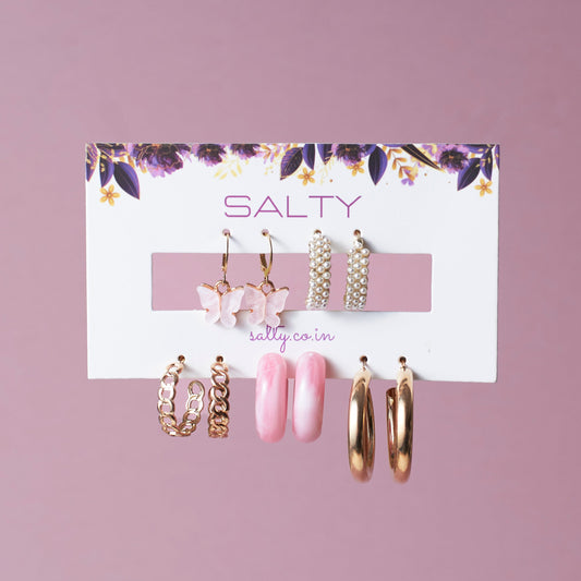 Set of 5 Champagne Golden Hoop Set Salty