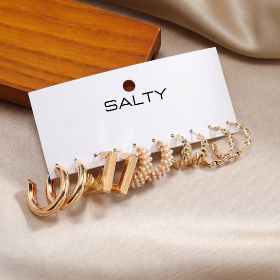 Set of 5 Timeless Golden Hoops Salty