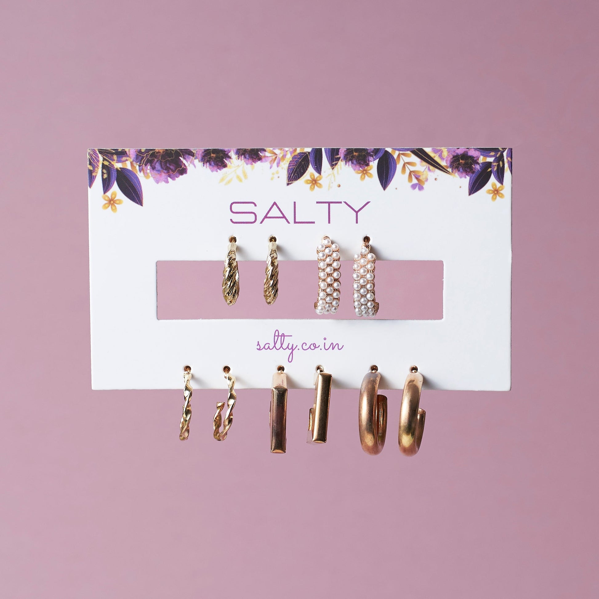 Set of 5 Timeless Golden Hoops Salty