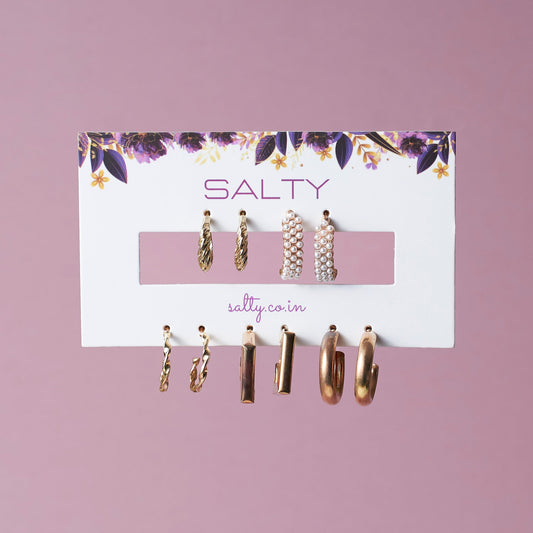 Set of 5 Timeless Golden Hoops Salty
