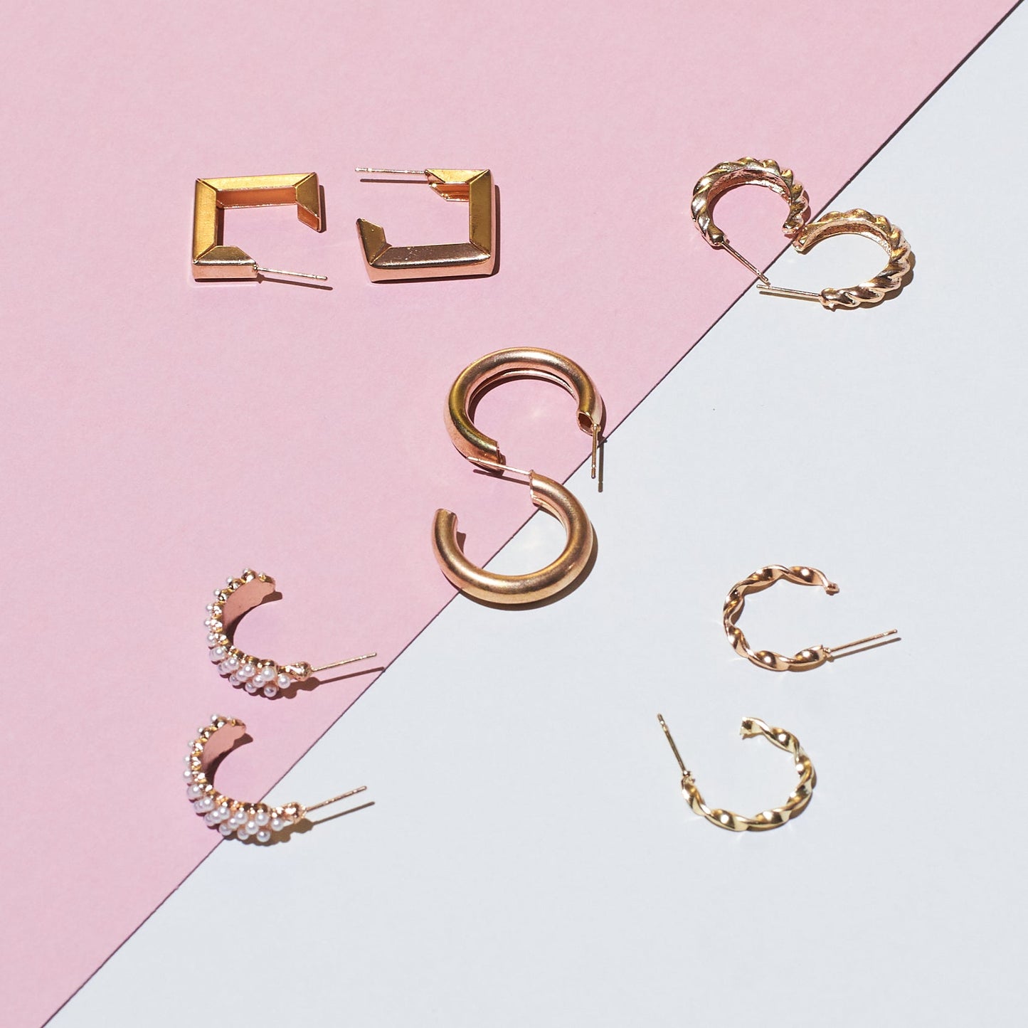 Set of 5 Timeless Golden Hoops Salty
