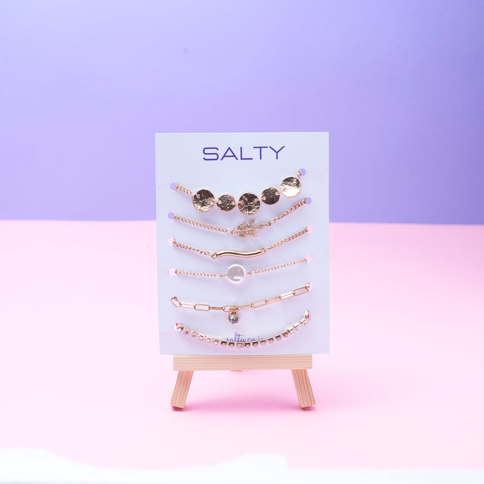 Set of 6 Minimal Chic and elegant Bracelet Combo Salty