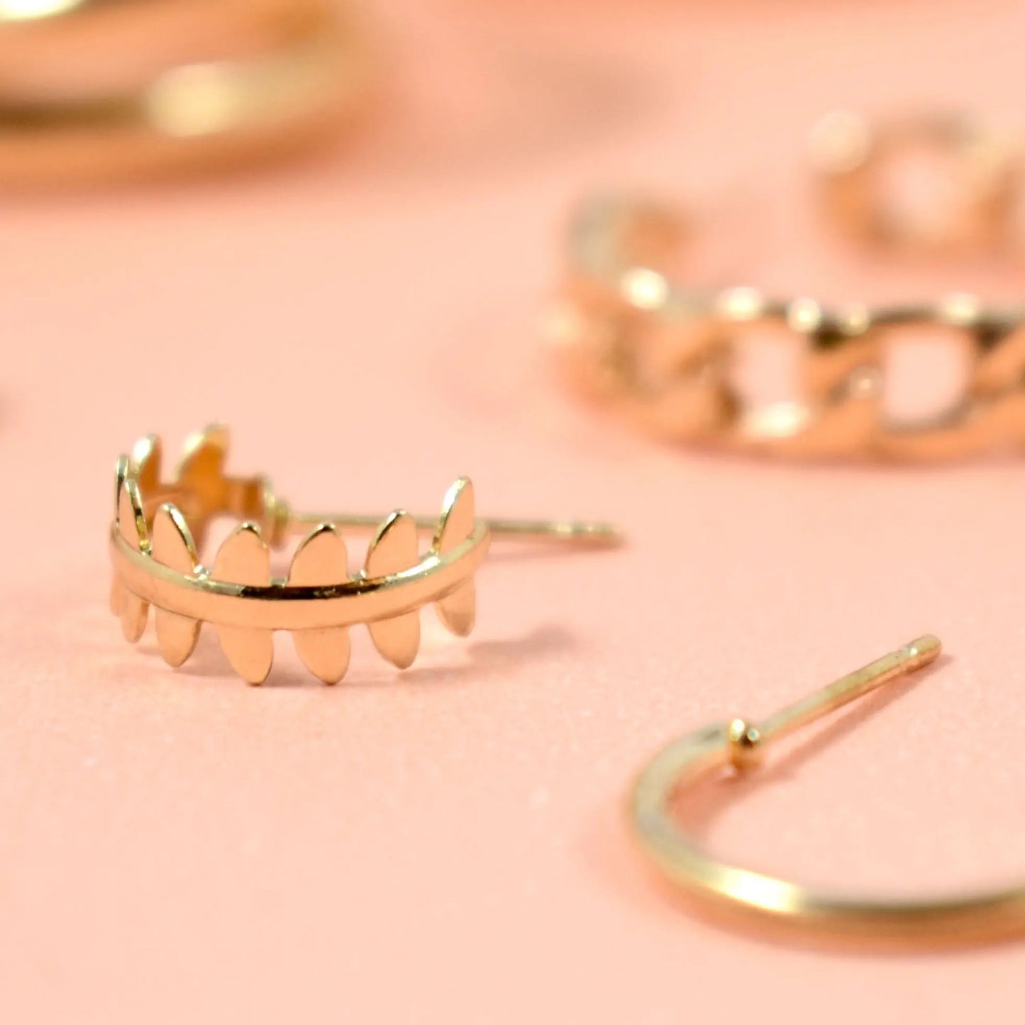 Set of 6 Quirky Minimalist Gold Pearl Hoops and Cuffs