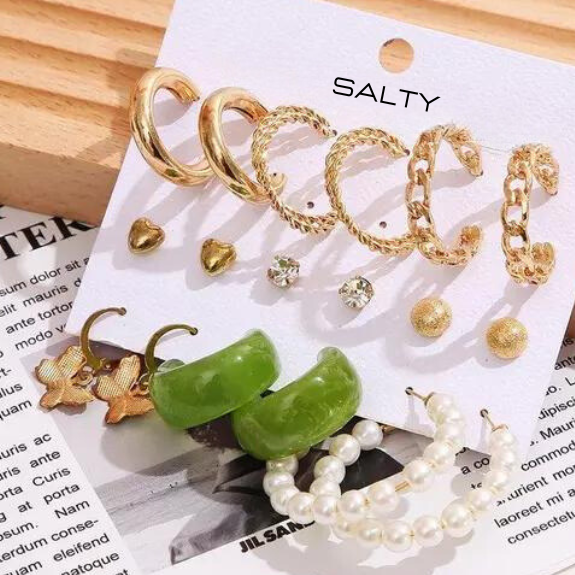 Set of 9 Boho Breeze Hoop Set Salty