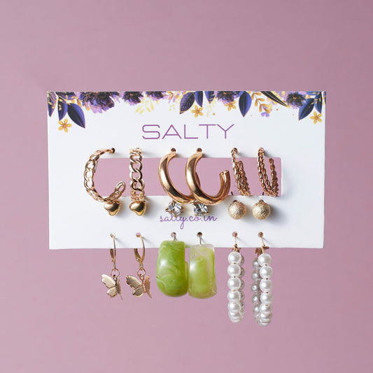 Set of 9 Boho Breeze Hoop Set Salty