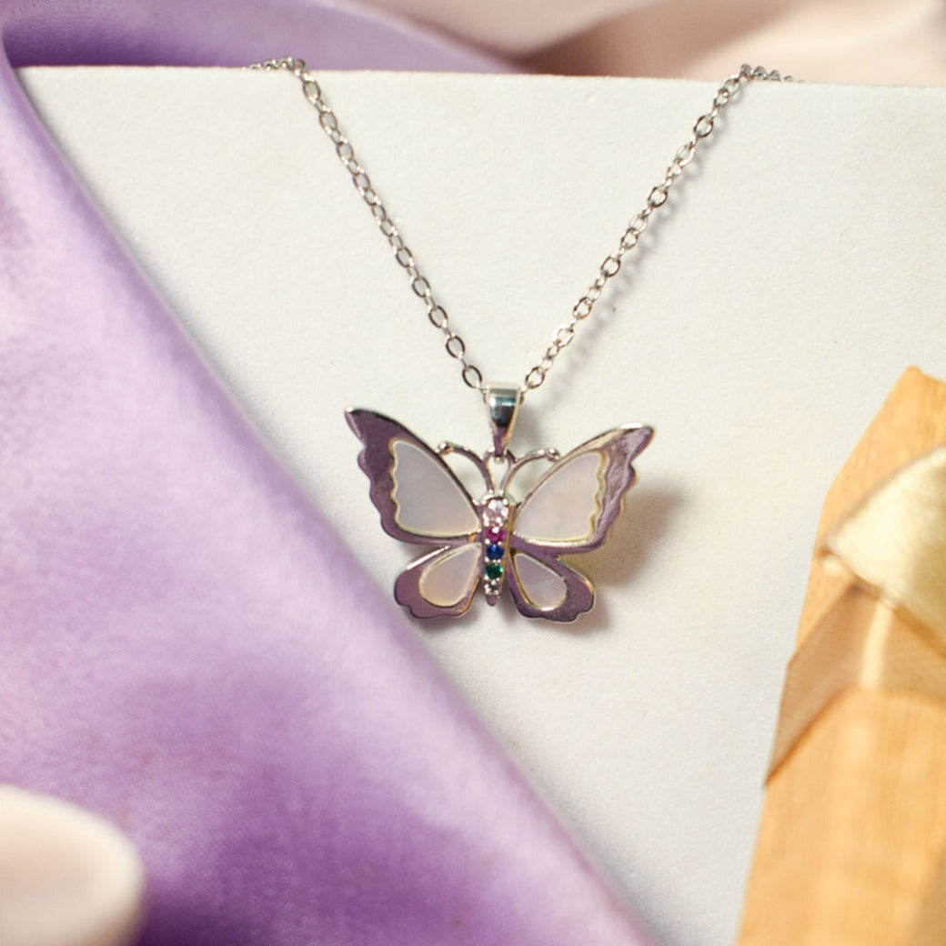 Silver Flutterby Charm Necklace Salty