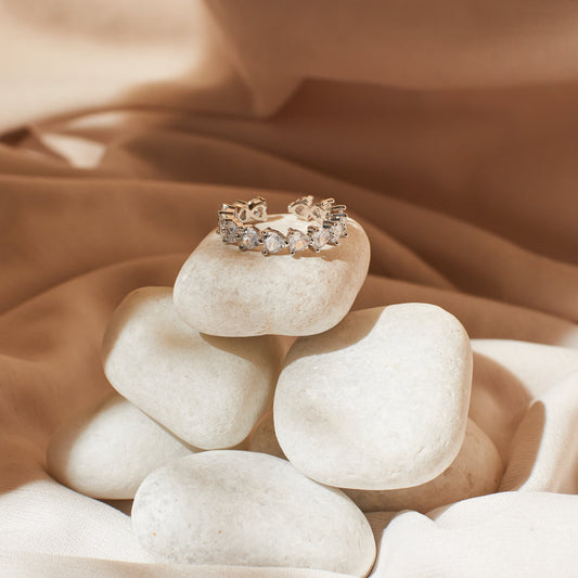 Silver Heart Tennis Ring Salty