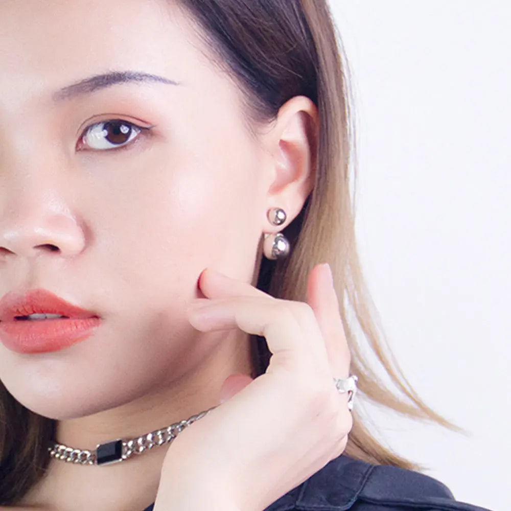 Silver Plated Double Ball Earrings