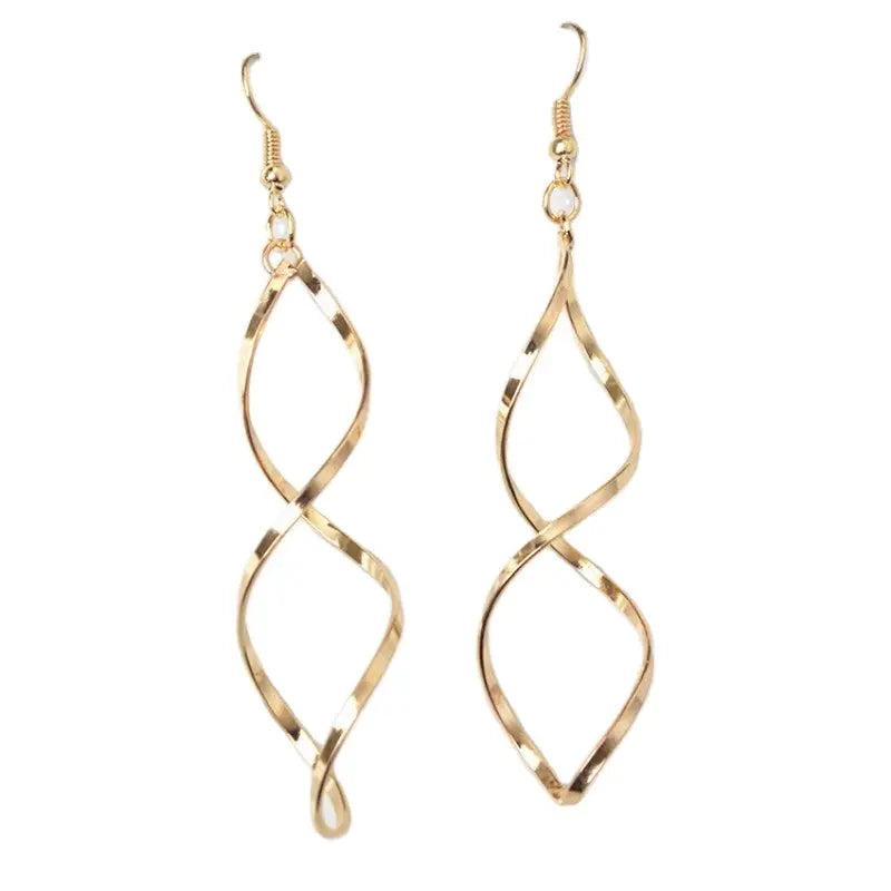 Spiral Twisted Wave Metal Drop Earrings