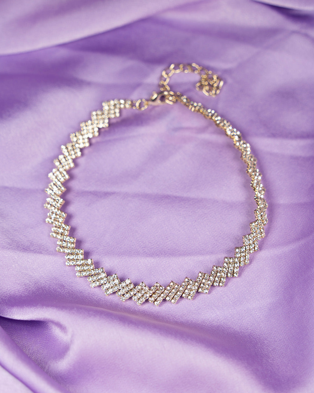 Square Splicing Zirconia Studded necklace