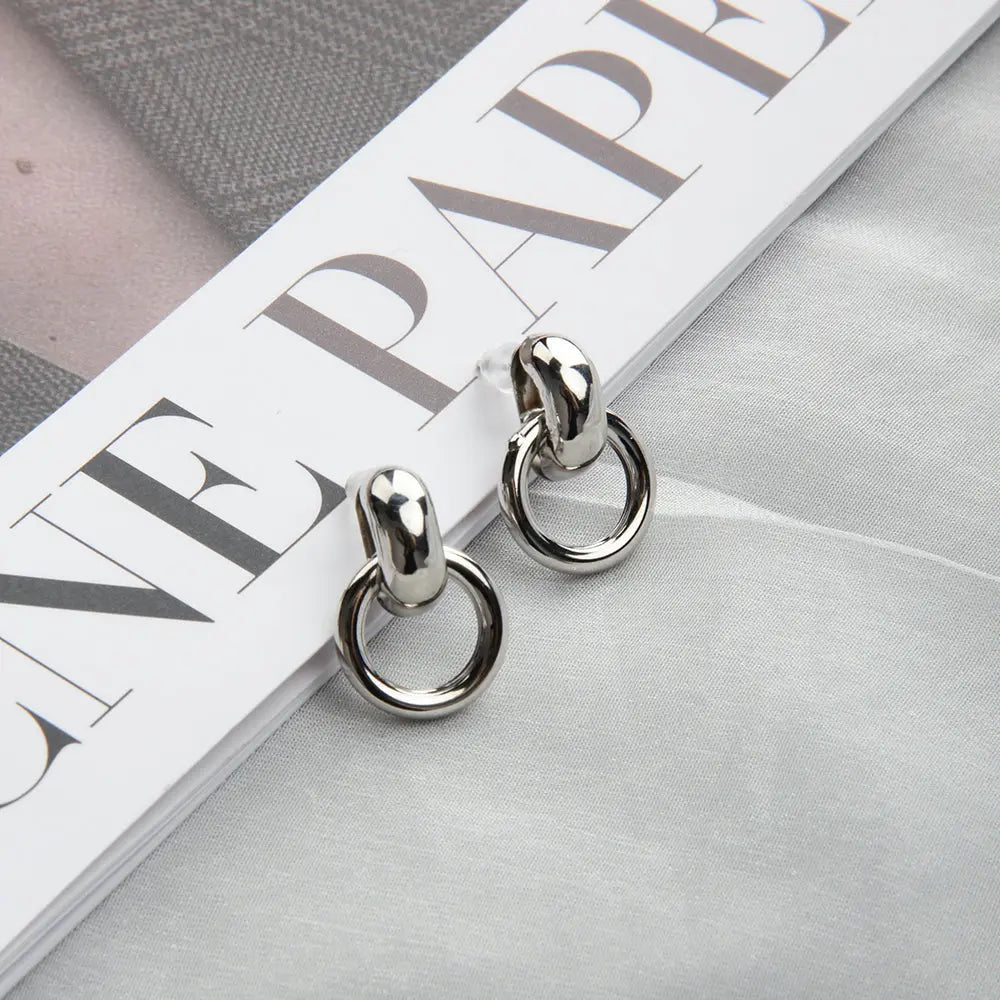 Stainless Steel Cute Bangle Hoops Earrings - Silver