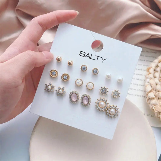 Stunner Set of 9 Designer Stud Earrings