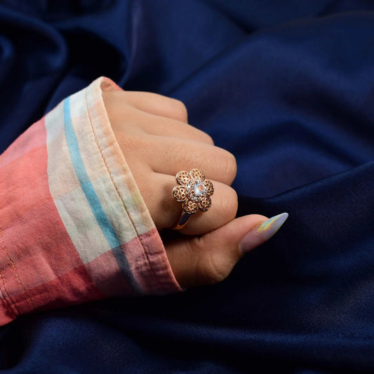 Sunflower Spinner Ring - Rose Gold