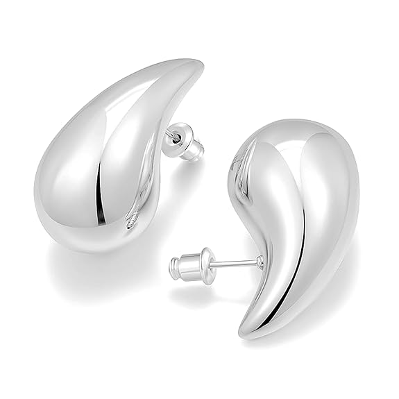 Teardrop Chunky Silver Earrings Salty