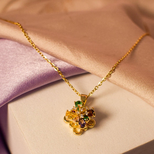 Timeless Opulence Gold Kaleidoscope Spinning Necklace Salty