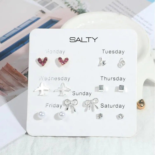 "Travel" Weekly 7 Stud Earrings Set